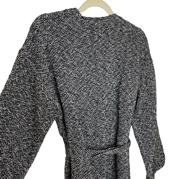 Eileen Fisher Textured Black/White Knit Belted Cardigan, M - Picture 3 of 7
